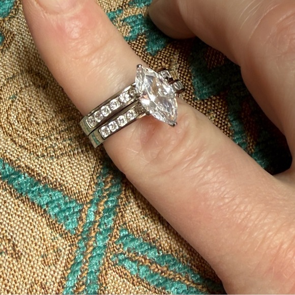 Tiffany Set Solitaire Princess Cut, Marquis, Round Engagement Sim. Diamond Ring - Picture 9 of 10